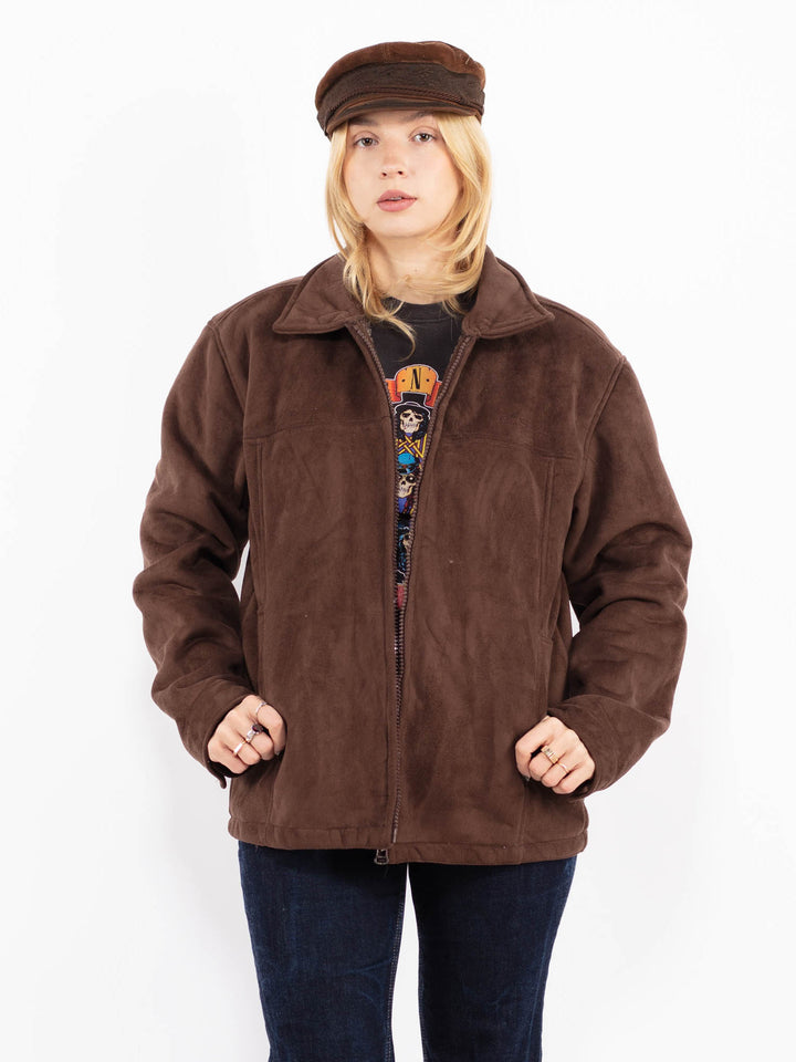 Vintage 00's Women Faux Sheepskin Jacket in Brown