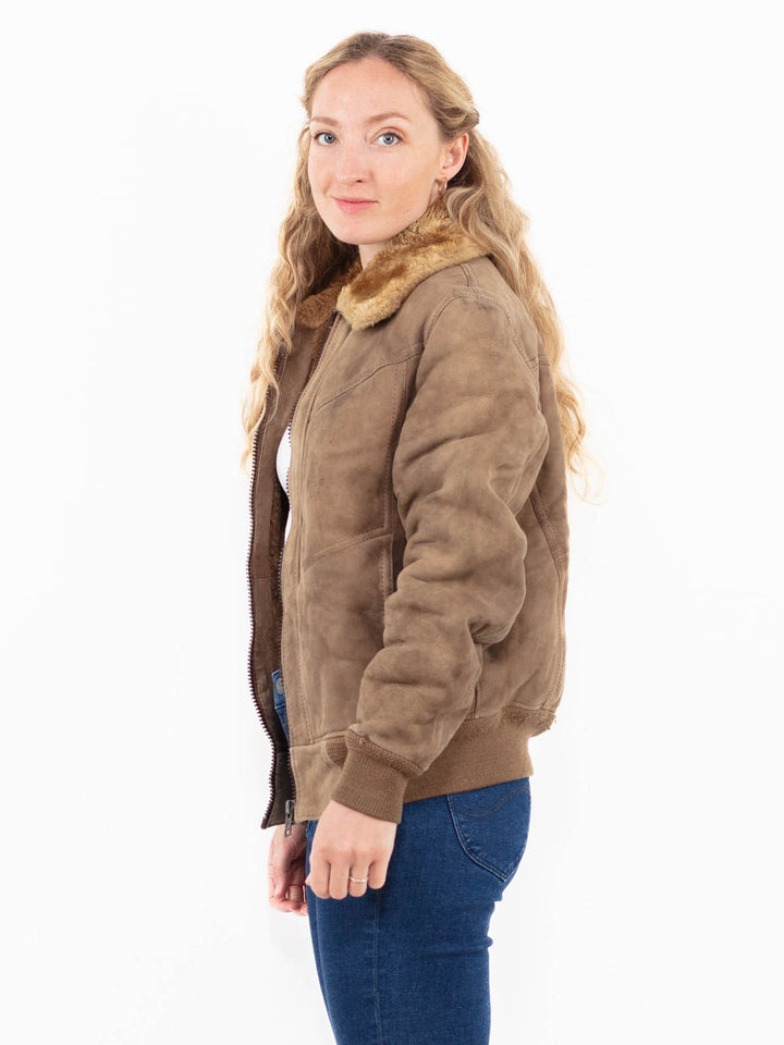 Vintage 70's Women Sheepskin Jacket in Beige