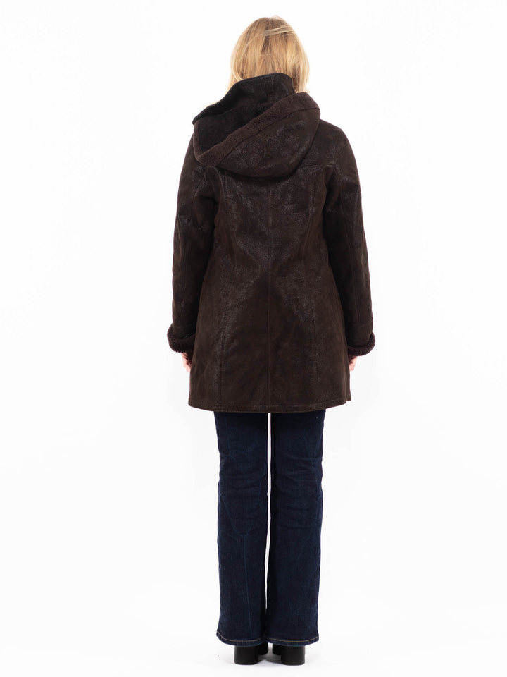 Vintage 80's Women Sheepskin Coat in Brown