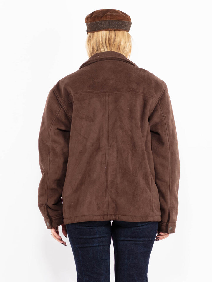 Vintage 00's Women Faux Sheepskin Jacket in Brown