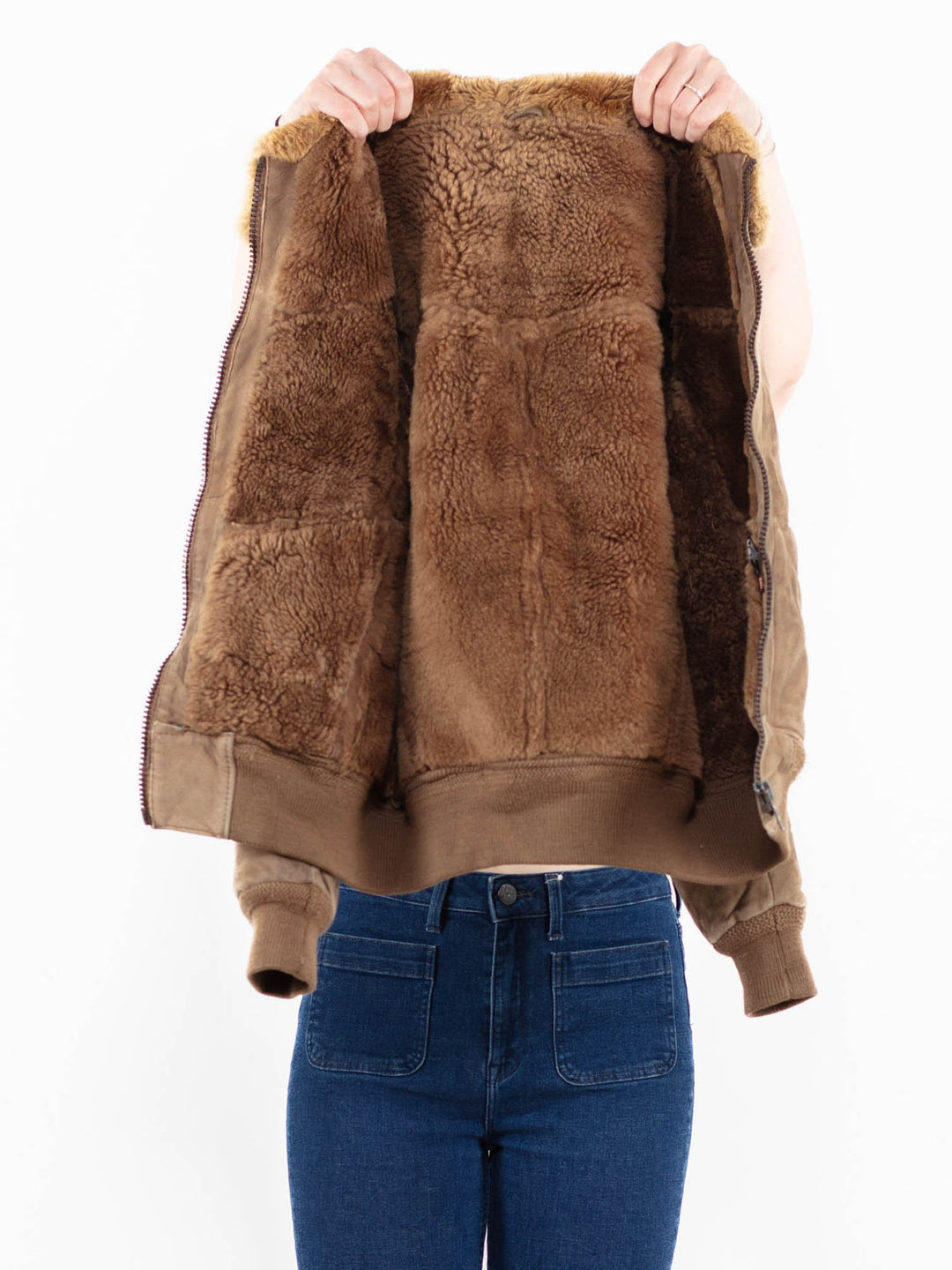 Vintage 70's Women Sheepskin Jacket in Beige