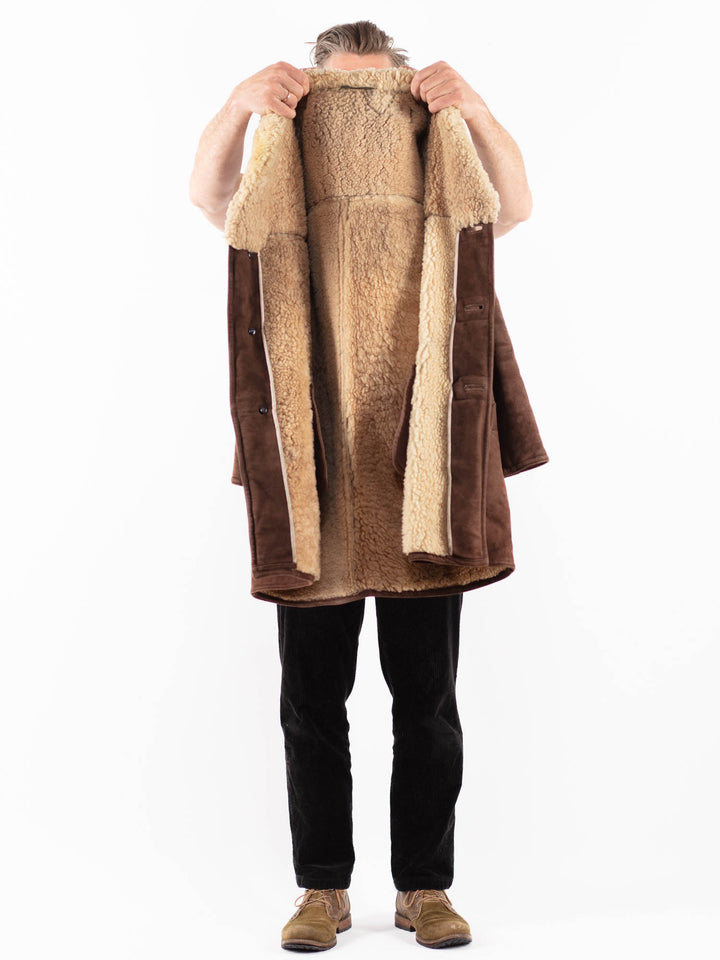 Vintage 70's Men Sheepskin Coat in Brown