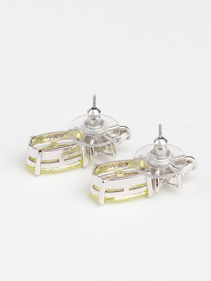 Vintage 90s Sterling Silver Peridot-Colored Necklace & Earrings Set
