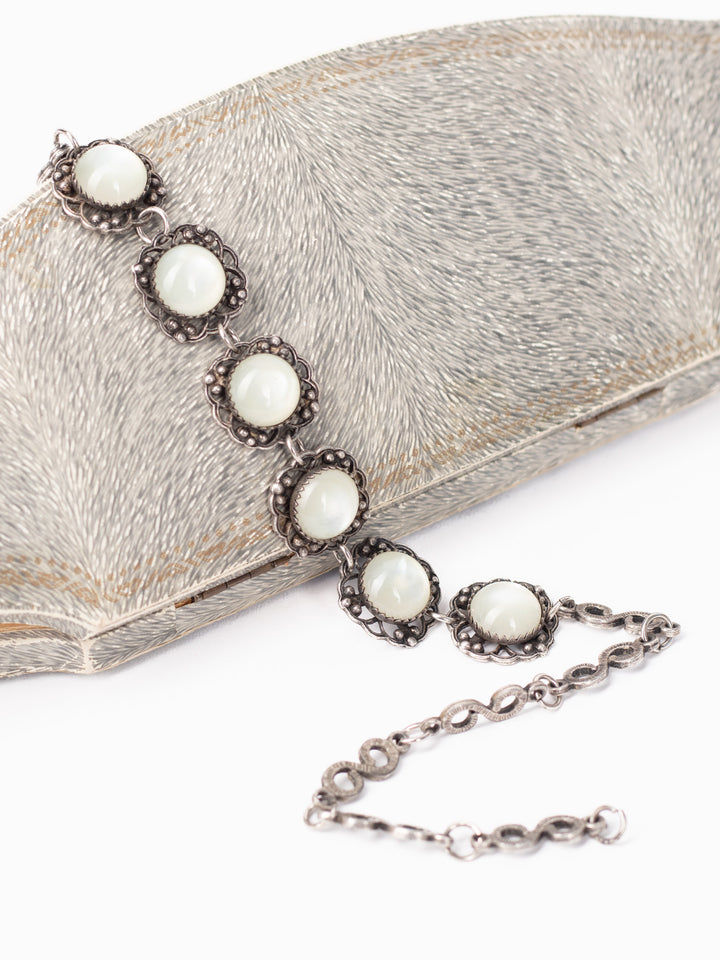 Vintage 50's Filigree Necklace with Faux Pearls