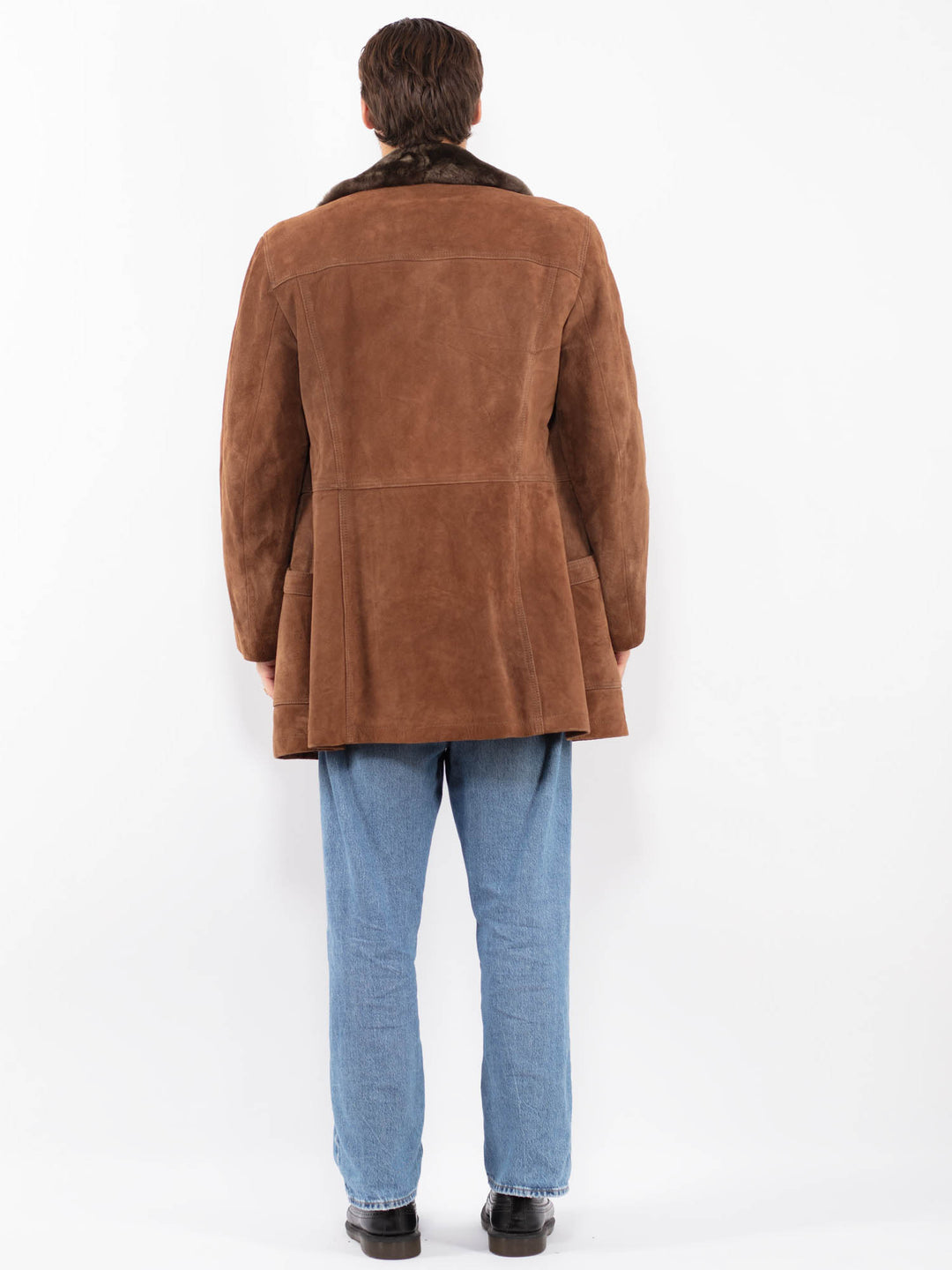 Vintage 70's Men Suede Sherpa Coat in Brown