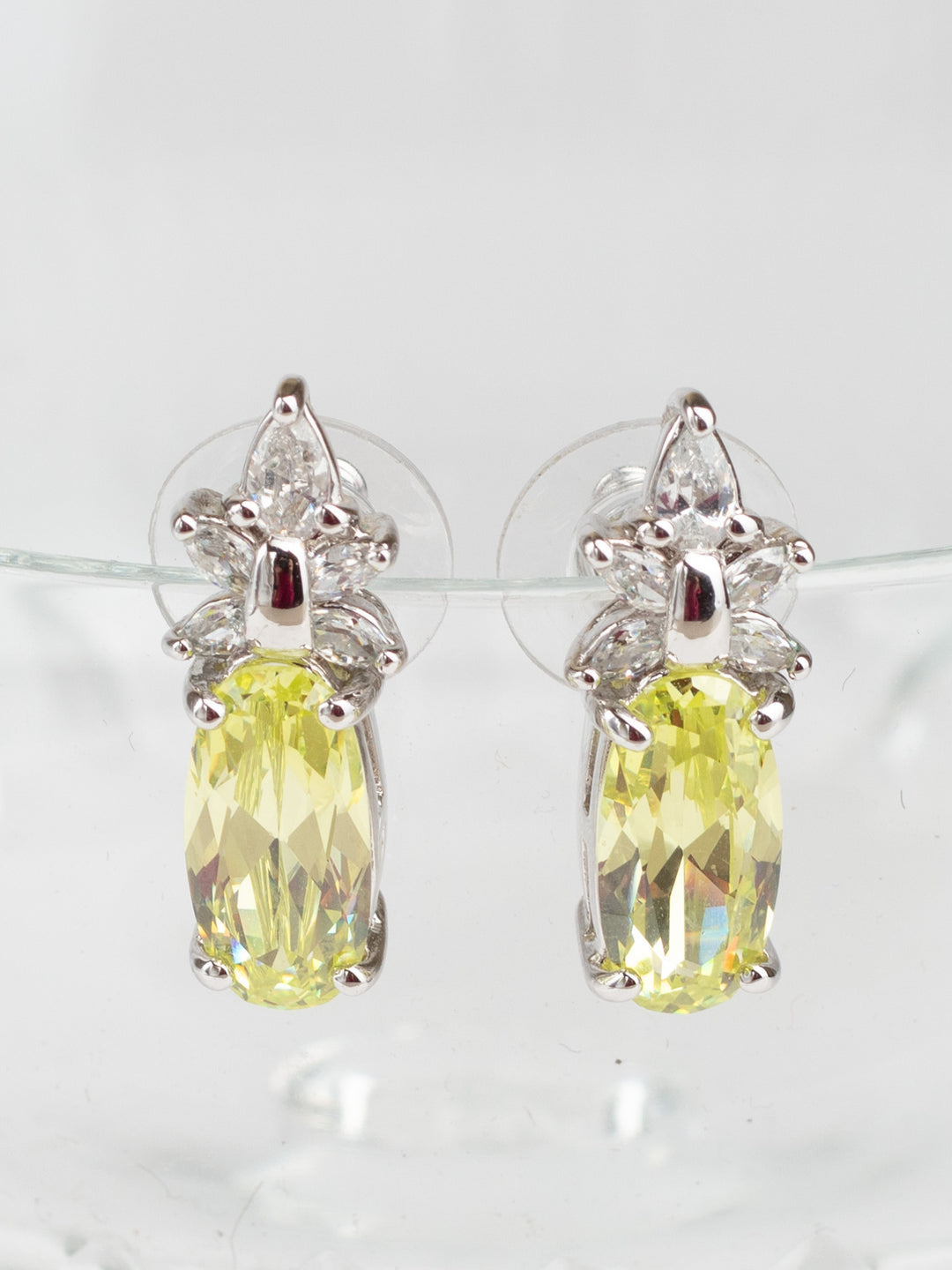 Vintage 90s Sterling Silver Peridot-Colored Necklace & Earrings Set