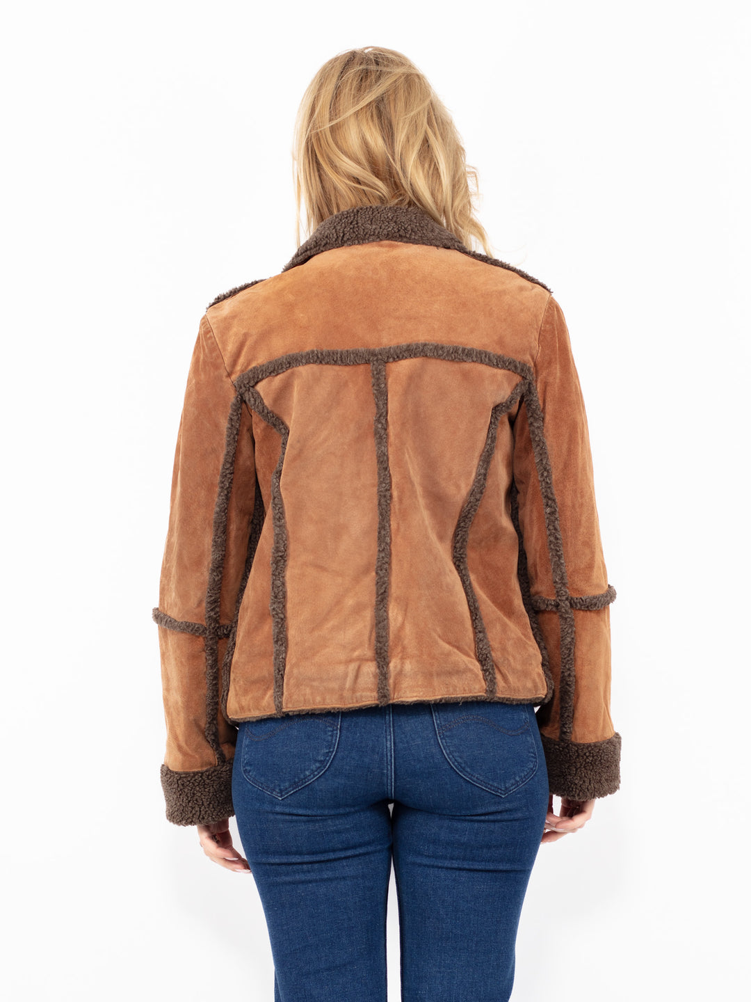 Vintage 90's Penny Lane Suede Sherpa Jacket in Brown