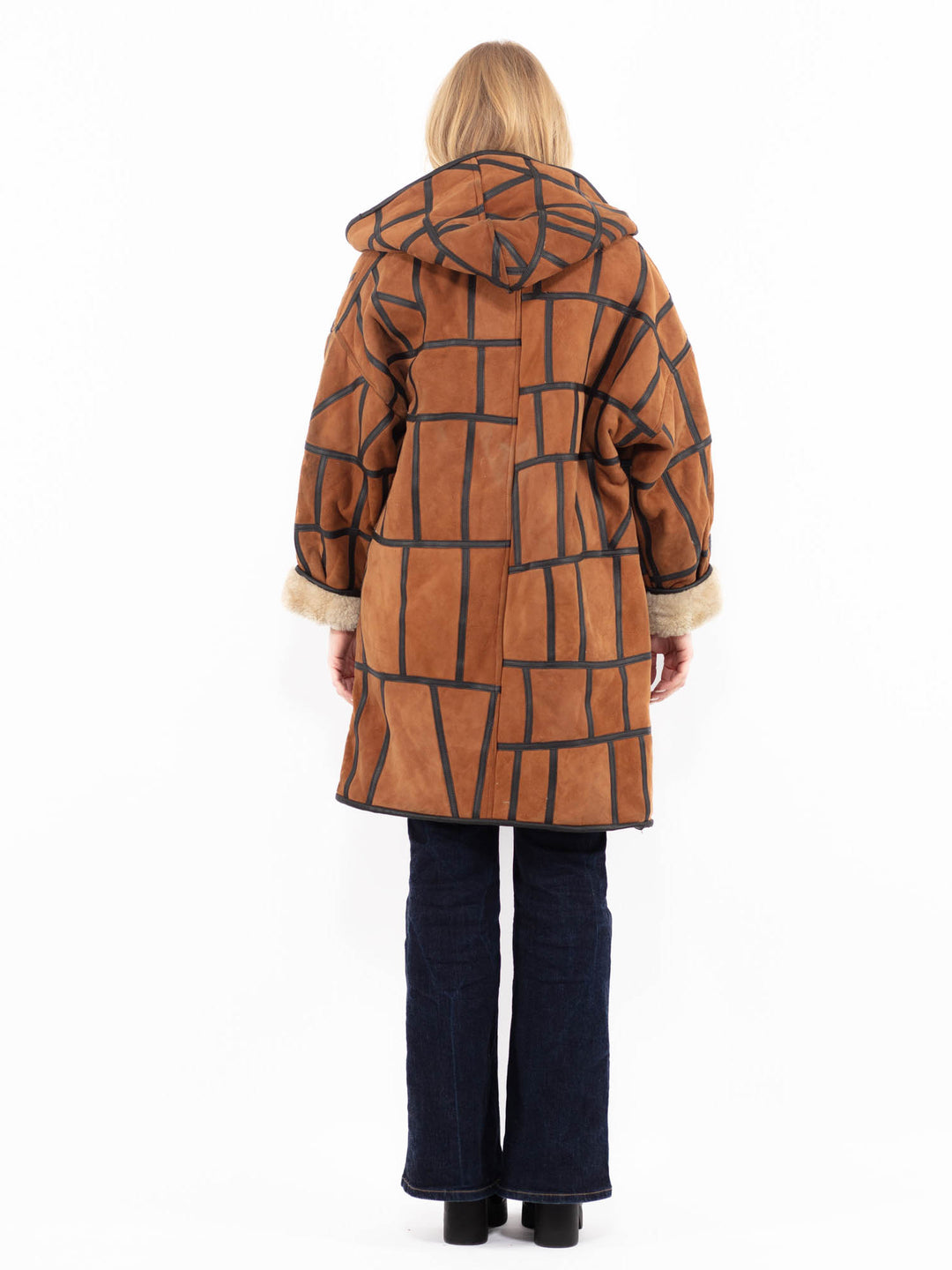 Vintage 90's Women Sheepskin Coat in Brown