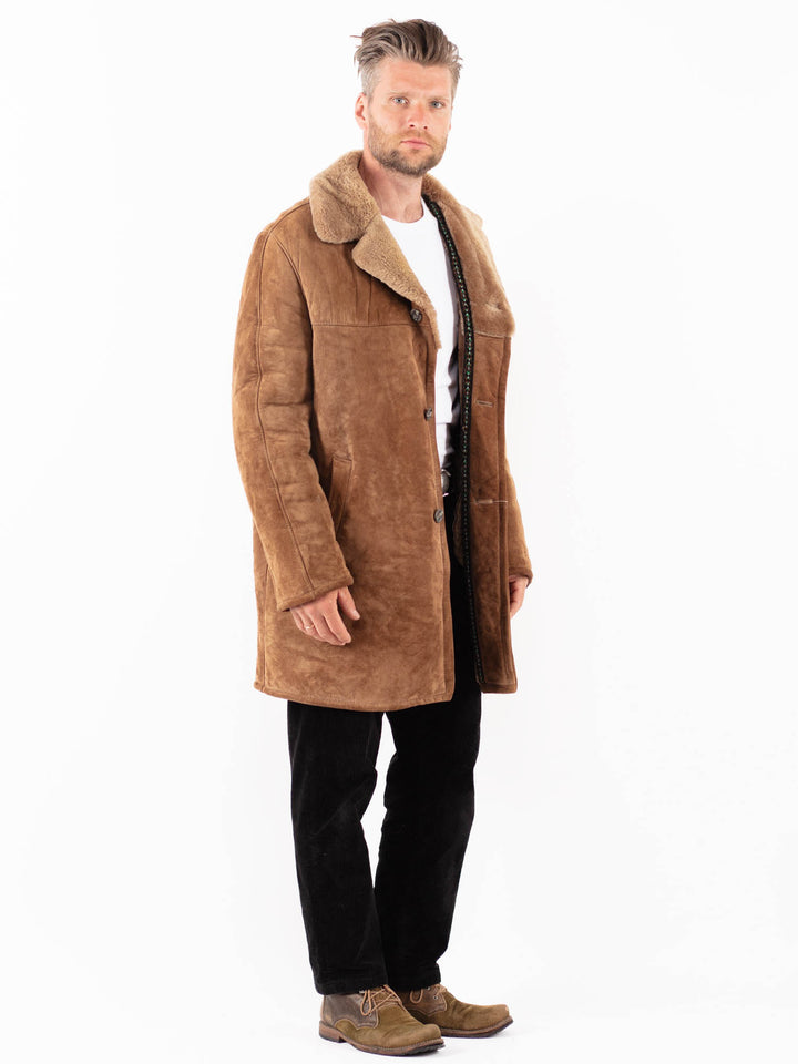Vintage 70's Men Sheepskin Coat in Brown