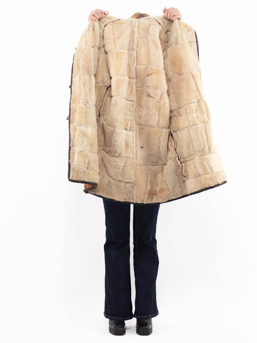 Vintage 90's Women Sheepskin Coat in Brown