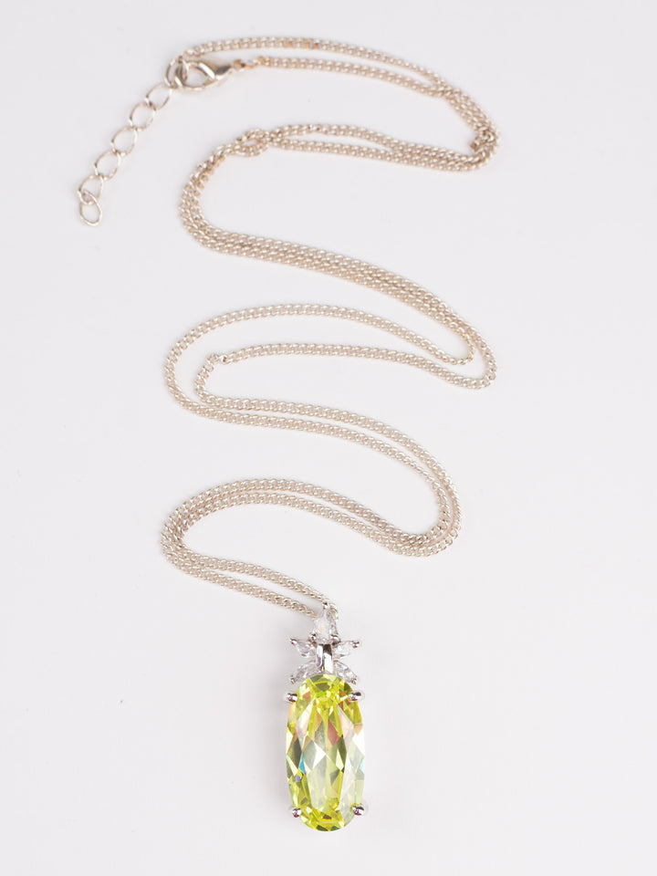 Vintage 90s Sterling Silver Peridot-Colored Necklace & Earrings Set