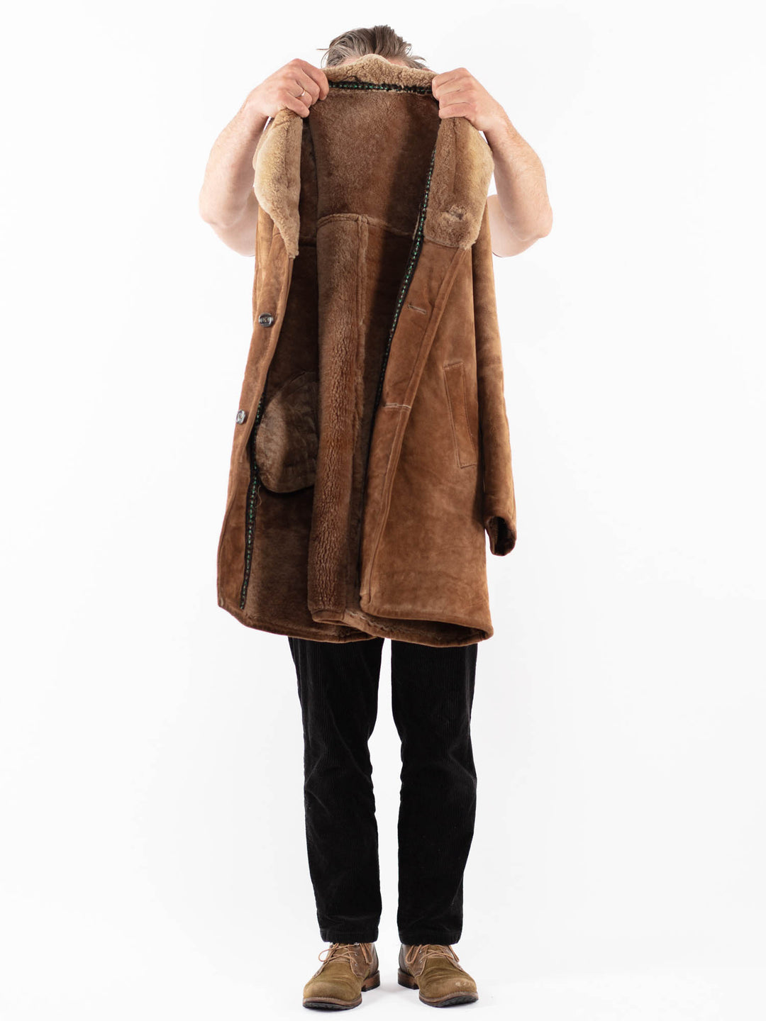 Vintage 70's Men Sheepskin Coat in Brown