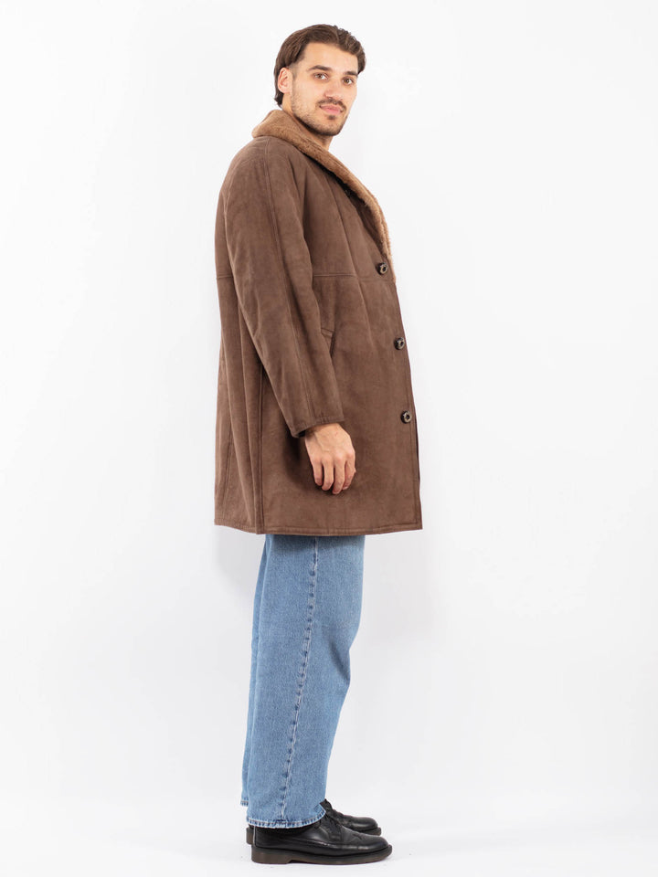 Vintage 70's Men Sheepskin Coat in Brown