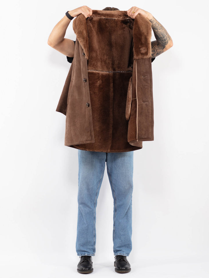 Vintage 70's Men Sheepskin Coat in Brown