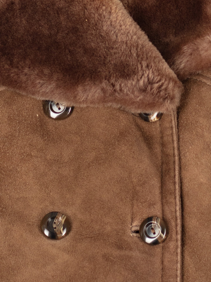 Vintage 70's Women Sheepskin Shearling Coat in Brown