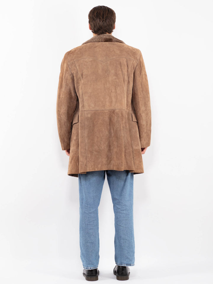 Vintage 70's Men Suede Sherpa Coat in Brown
