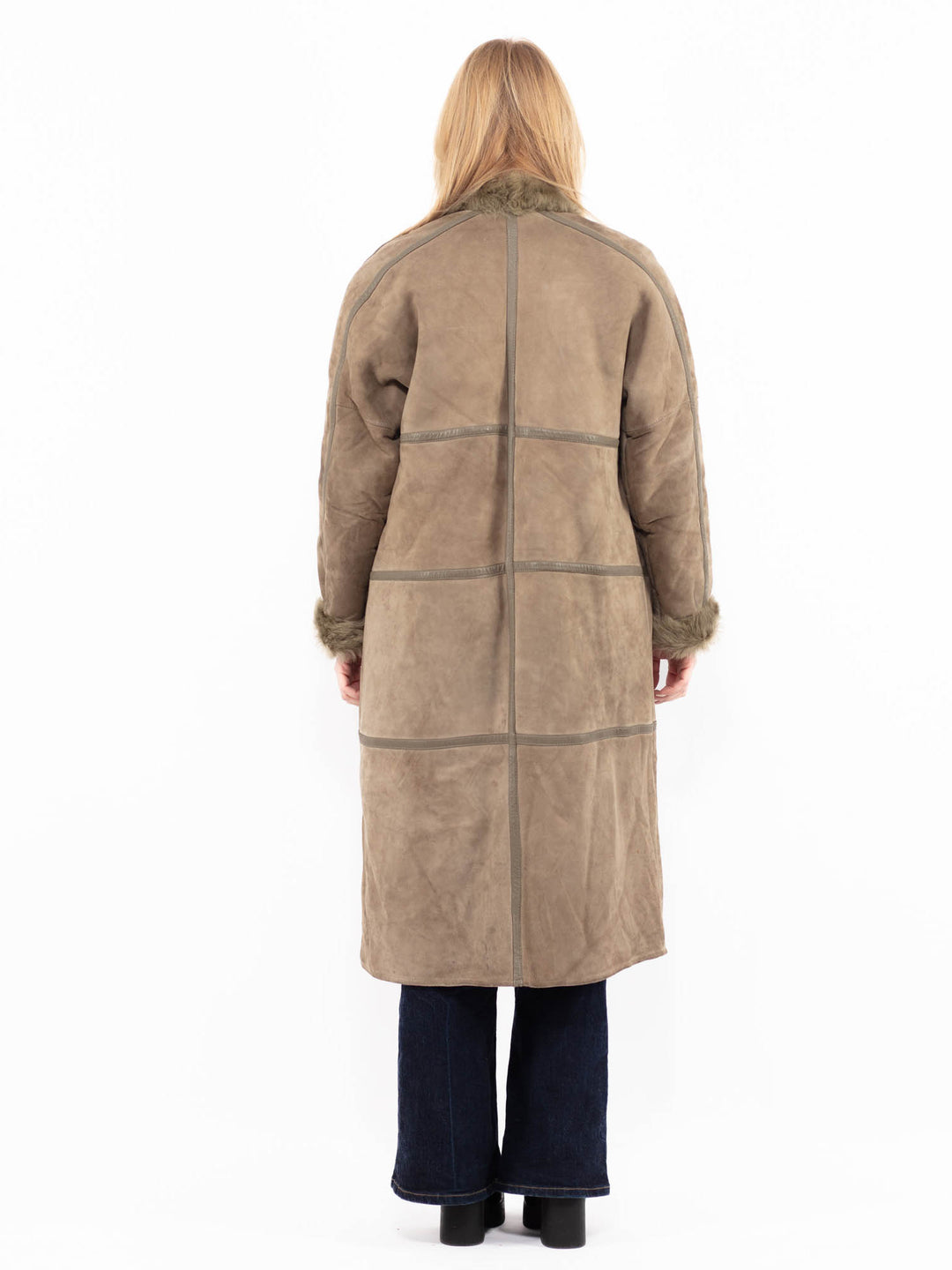 Vintage 80's Women Sheepskin Coat in Beige