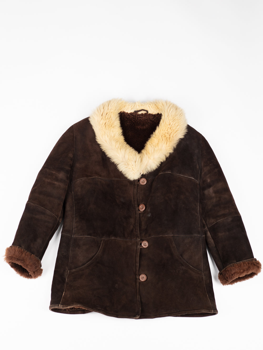 Vintage 70's Women Sheepskin Shearling Jacket in Brown