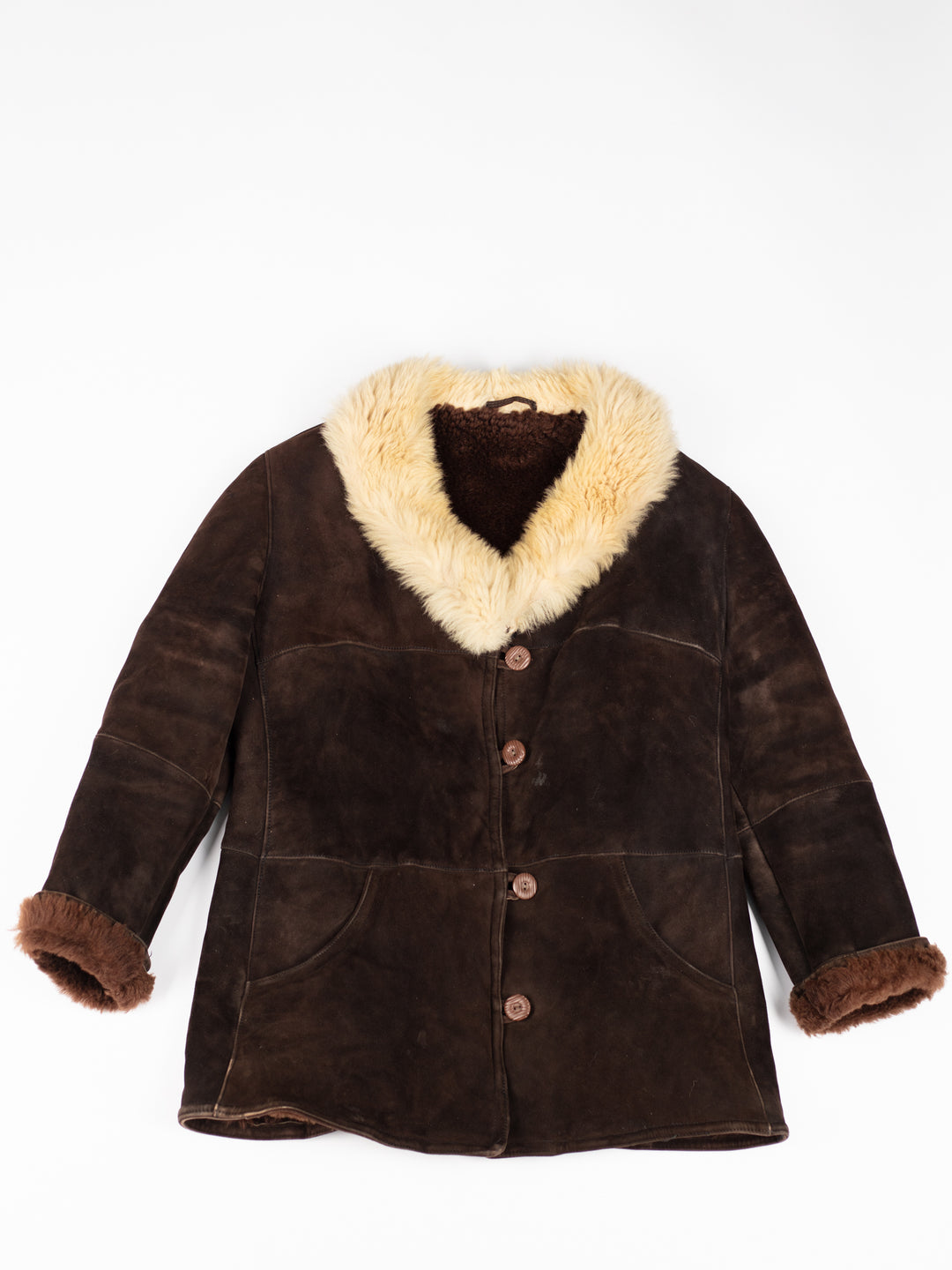 Vintage 70's Women Sheepskin Shearling Jacket in Brown