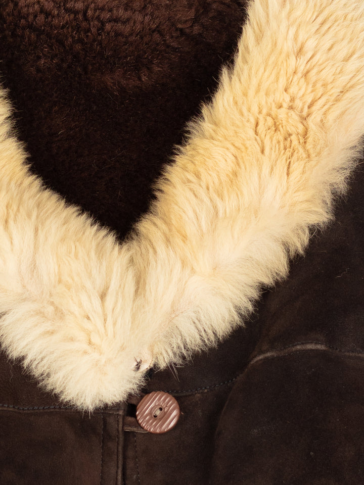 Vintage 70's Women Sheepskin Shearling Jacket in Brown