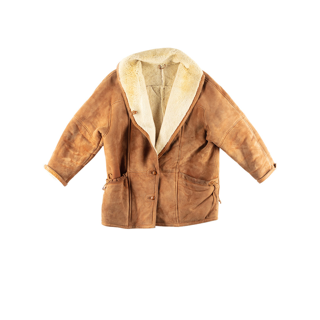 Vintage 80's Women Sheepskin Coat in Brown