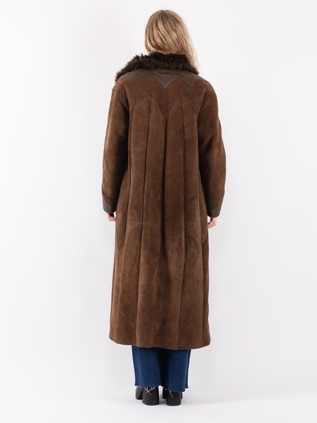 Vintage 80's Women Sheepskin Coat in Brown