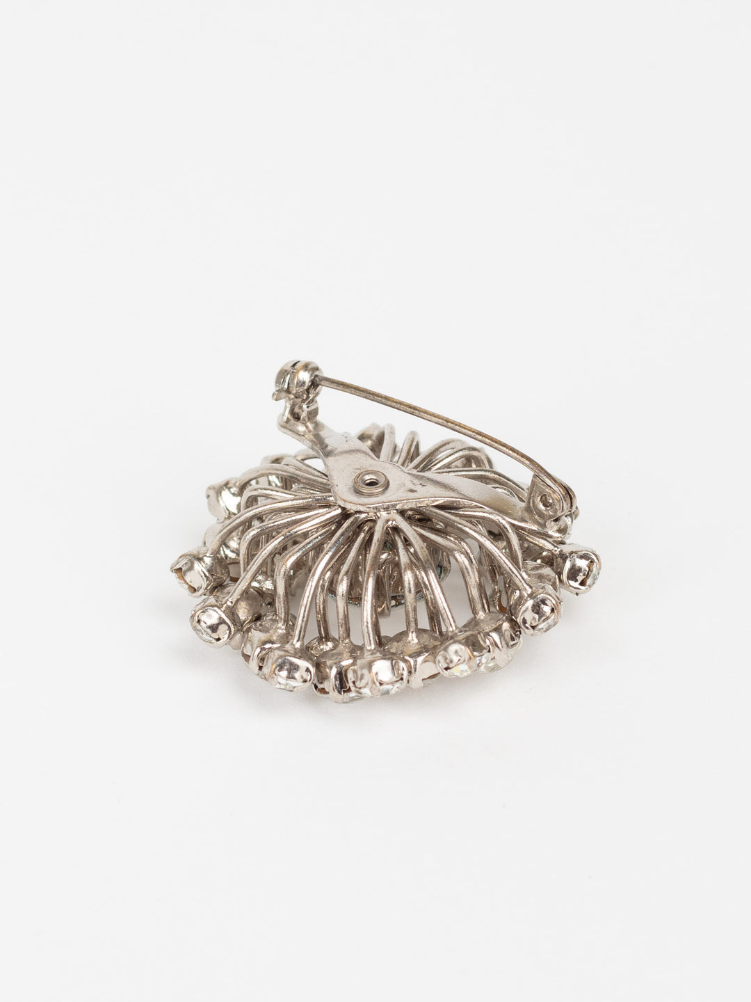 Vintage 50s Domed Starburst Brooch in Silver-Tone
