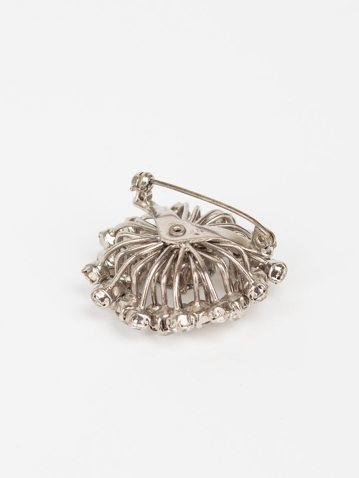 Vintage 50s Domed Starburst Brooch in Silver-Tone