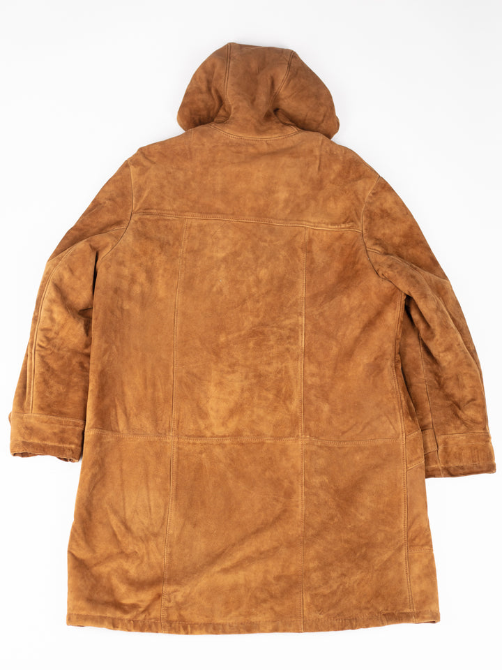 Vintage 80's Men Faux Sheepskin Coat in Brown