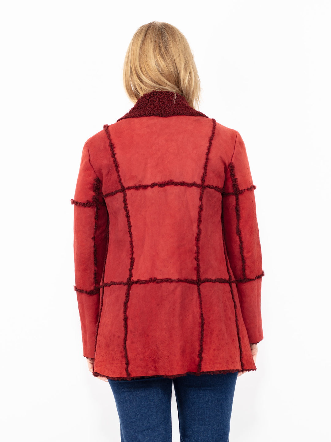 Vintage 90's Women Sheepskin Jacket in Red