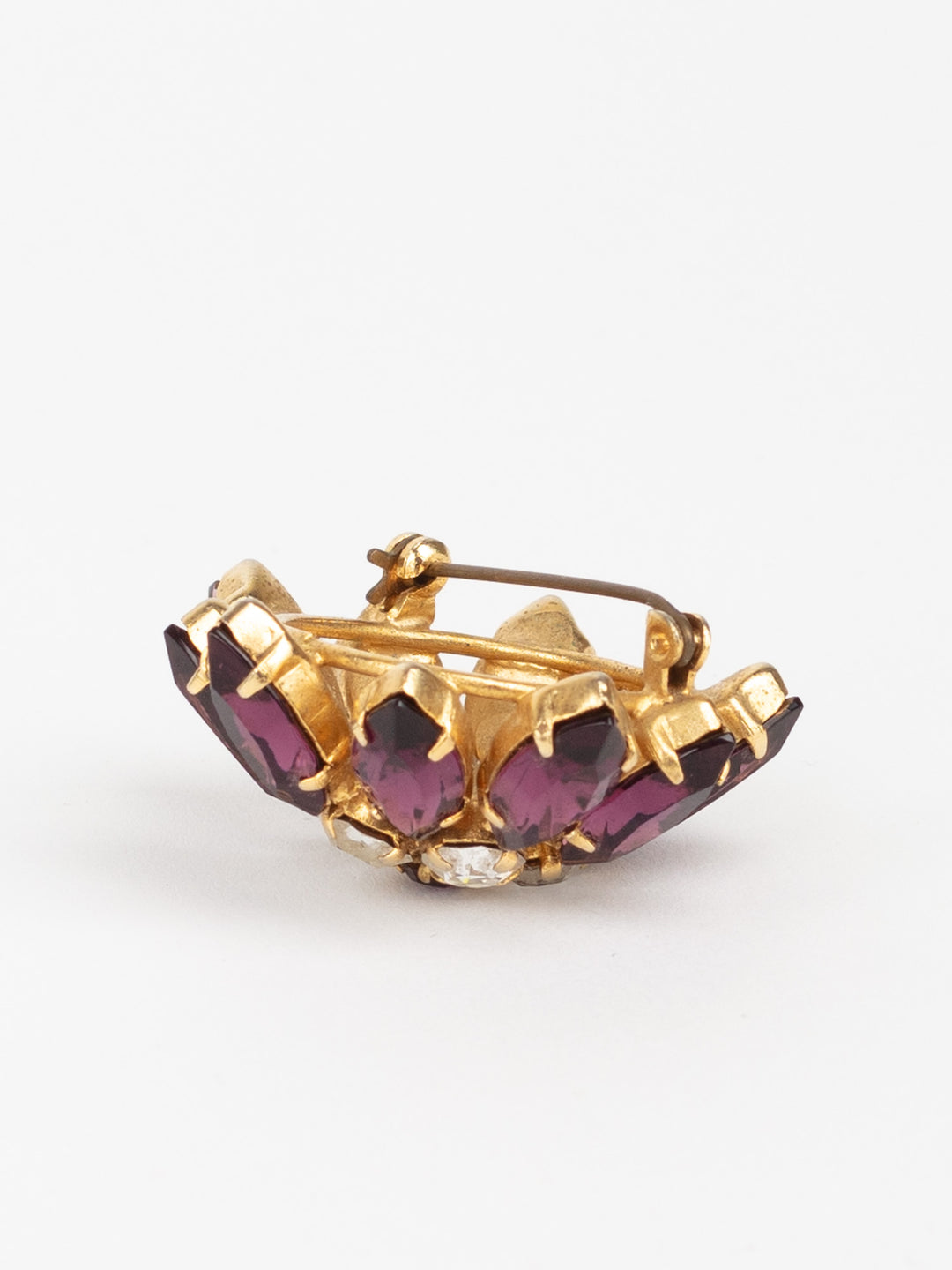 Vintage 60s Purple and Clear Rhinestone Starburst Brooch