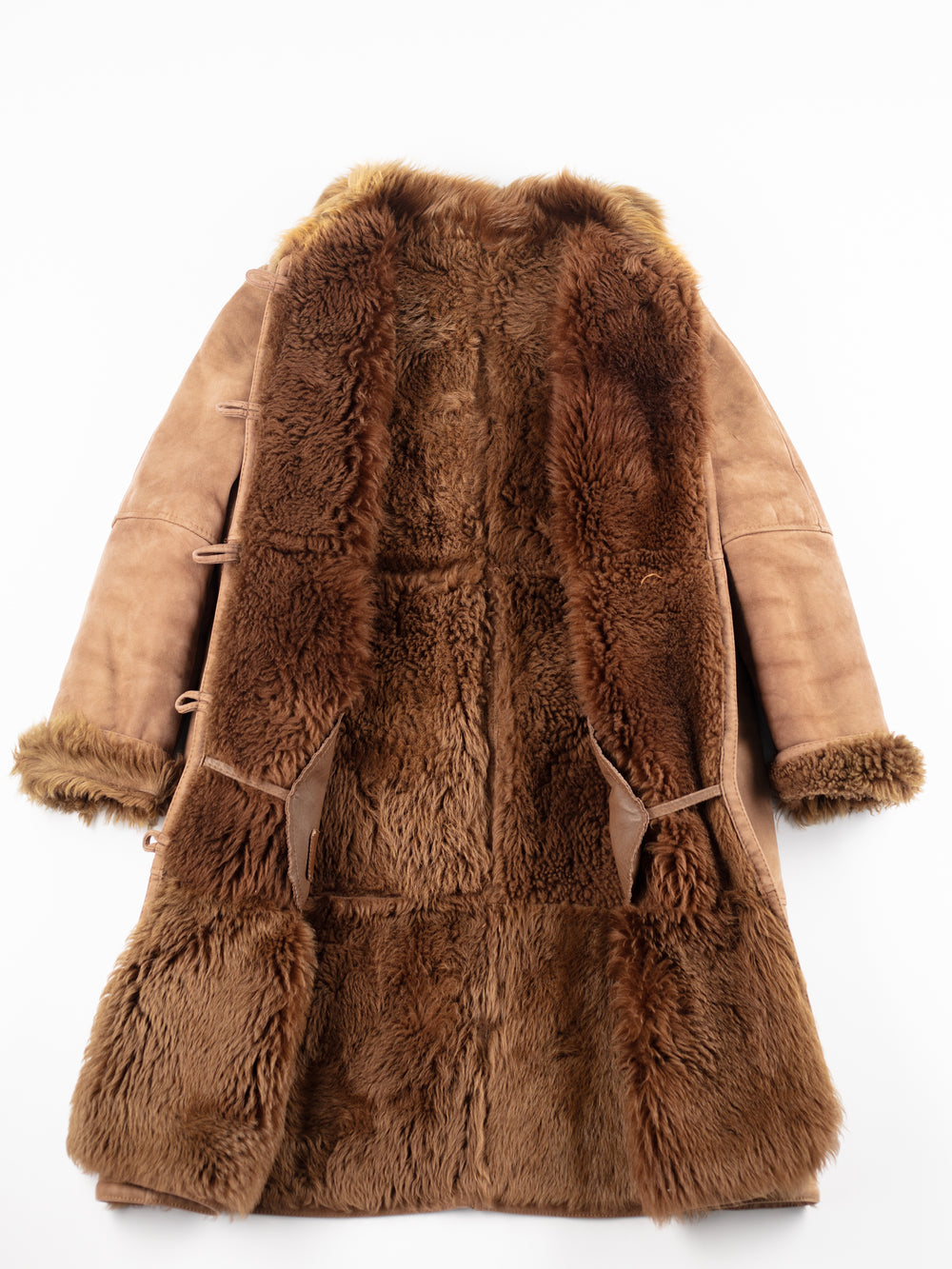 Vintage 70's Women Sheepskin Shearling Coat in Brown
