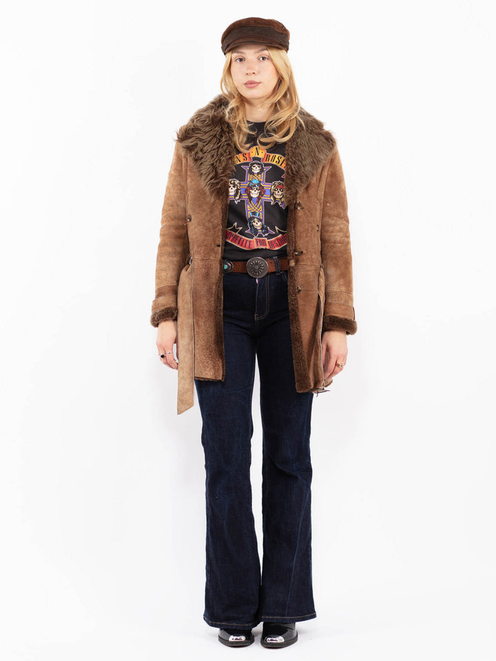 Vintage 00's Penny Lane Sheepskin Coat in Brown