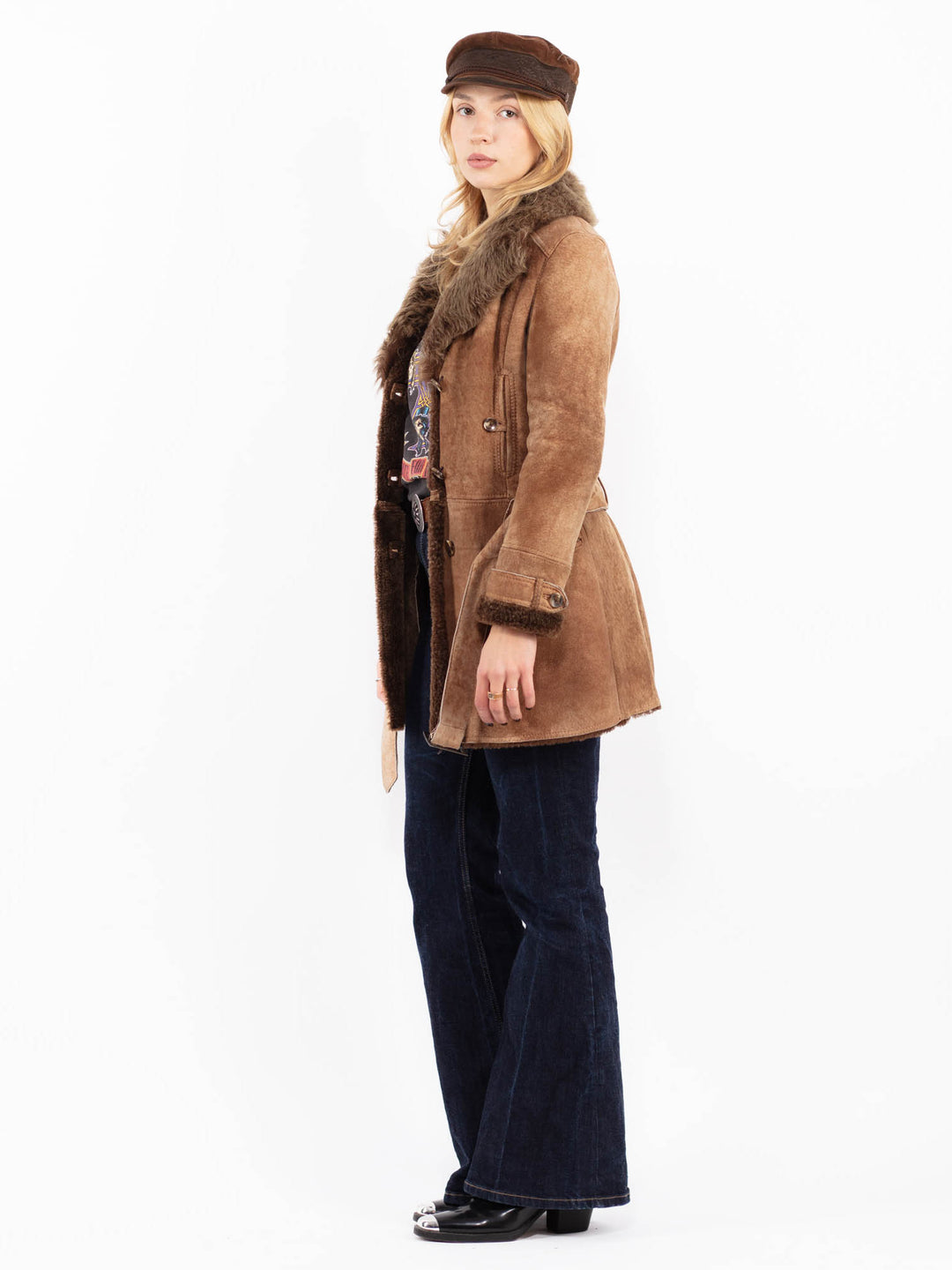 Vintage 00's Penny Lane Sheepskin Coat in Brown