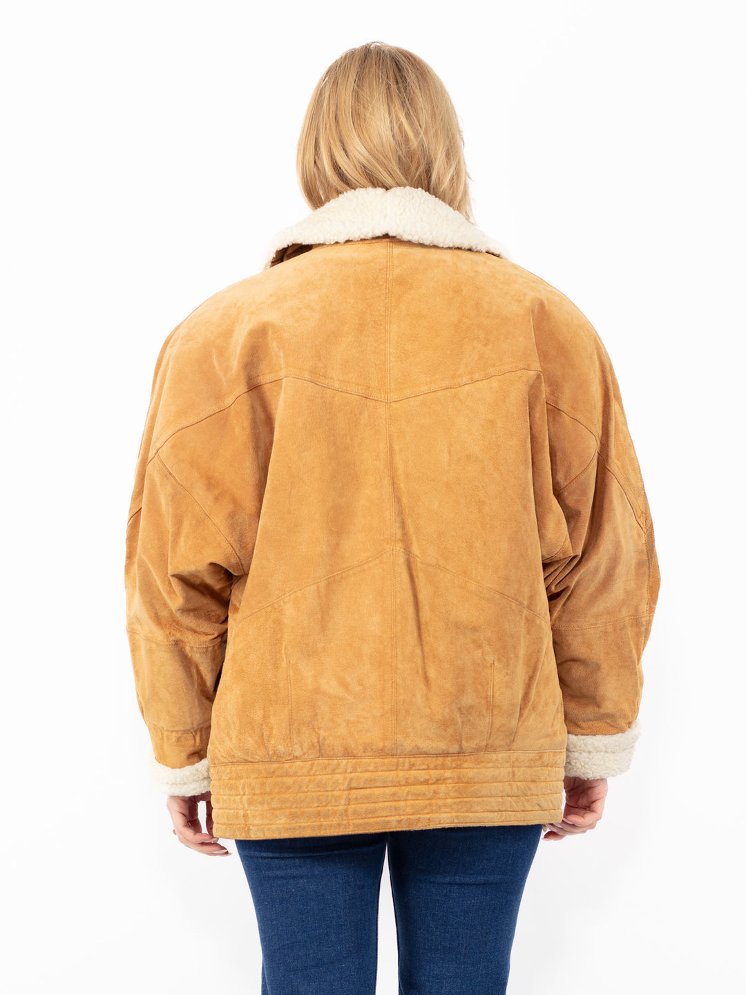 Vintage 90's Women Suede Sherpa Coat in Brown