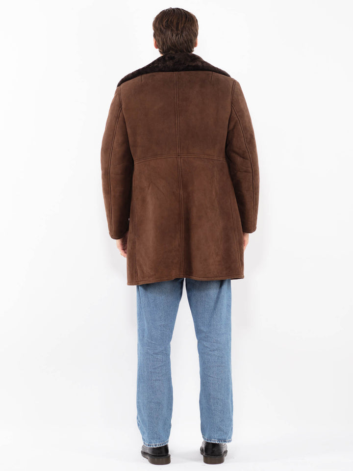 Vintage 70's Men Sheepskin Coat in Brown