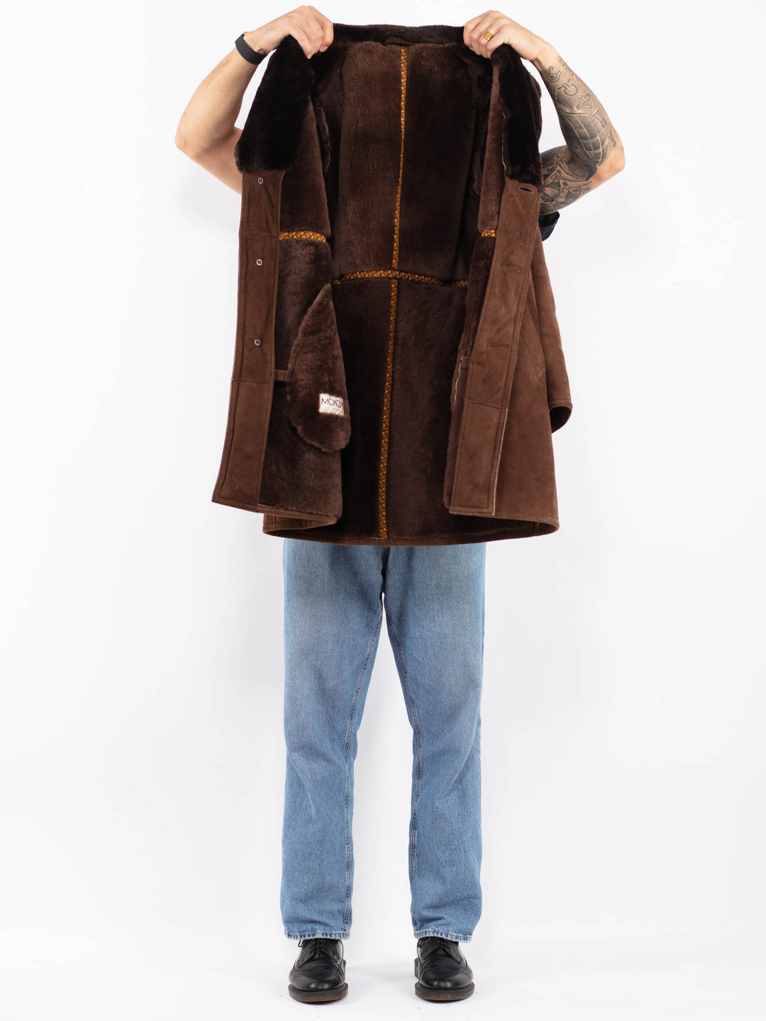 Vintage 70's Men Sheepskin Coat in Brown