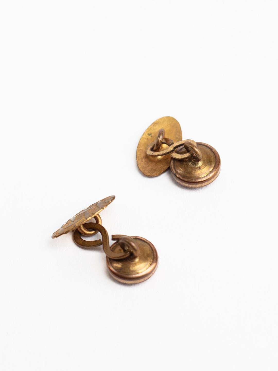 Vintage 30s Art Deco Goldstone Cufflinks with Brass Chain Link Design
