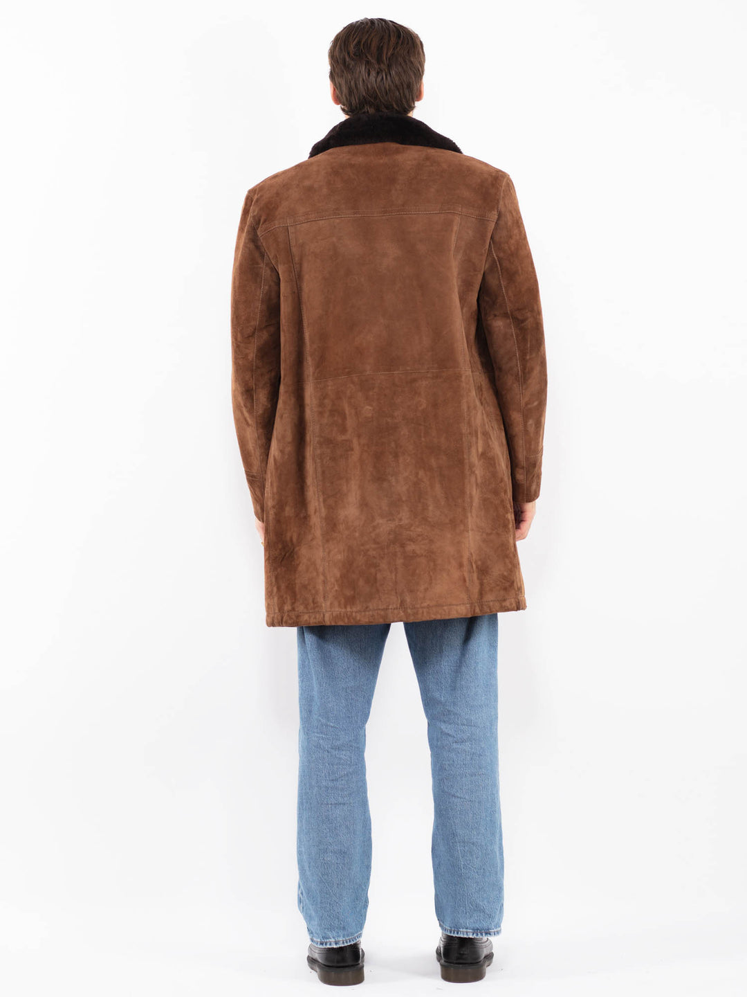 Vintage 70's Men Suede Sherpa Coat in Brown