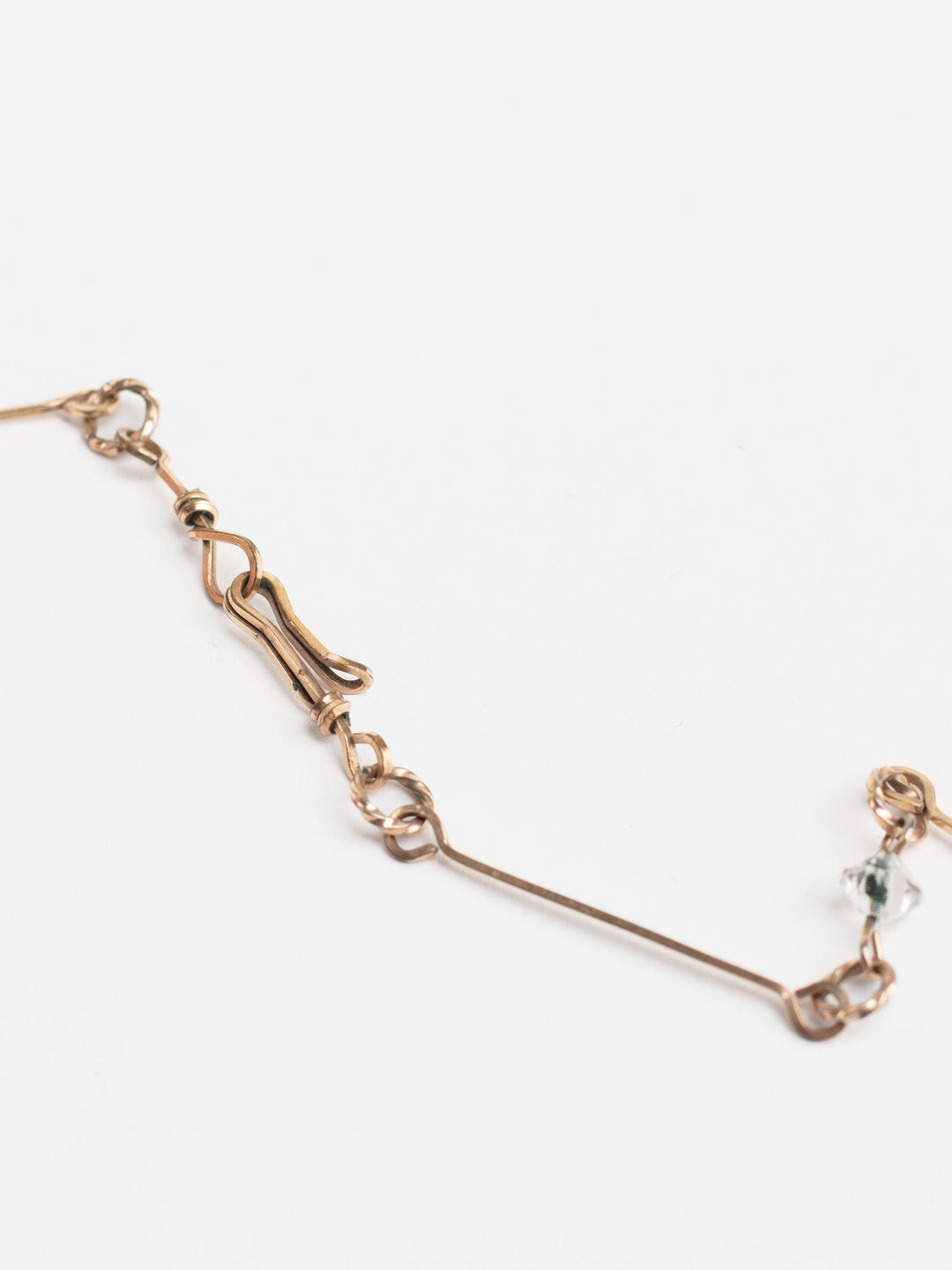 Vintage 40s Clear Crystal Bead Necklace with Twisted Gold-Tone Chain