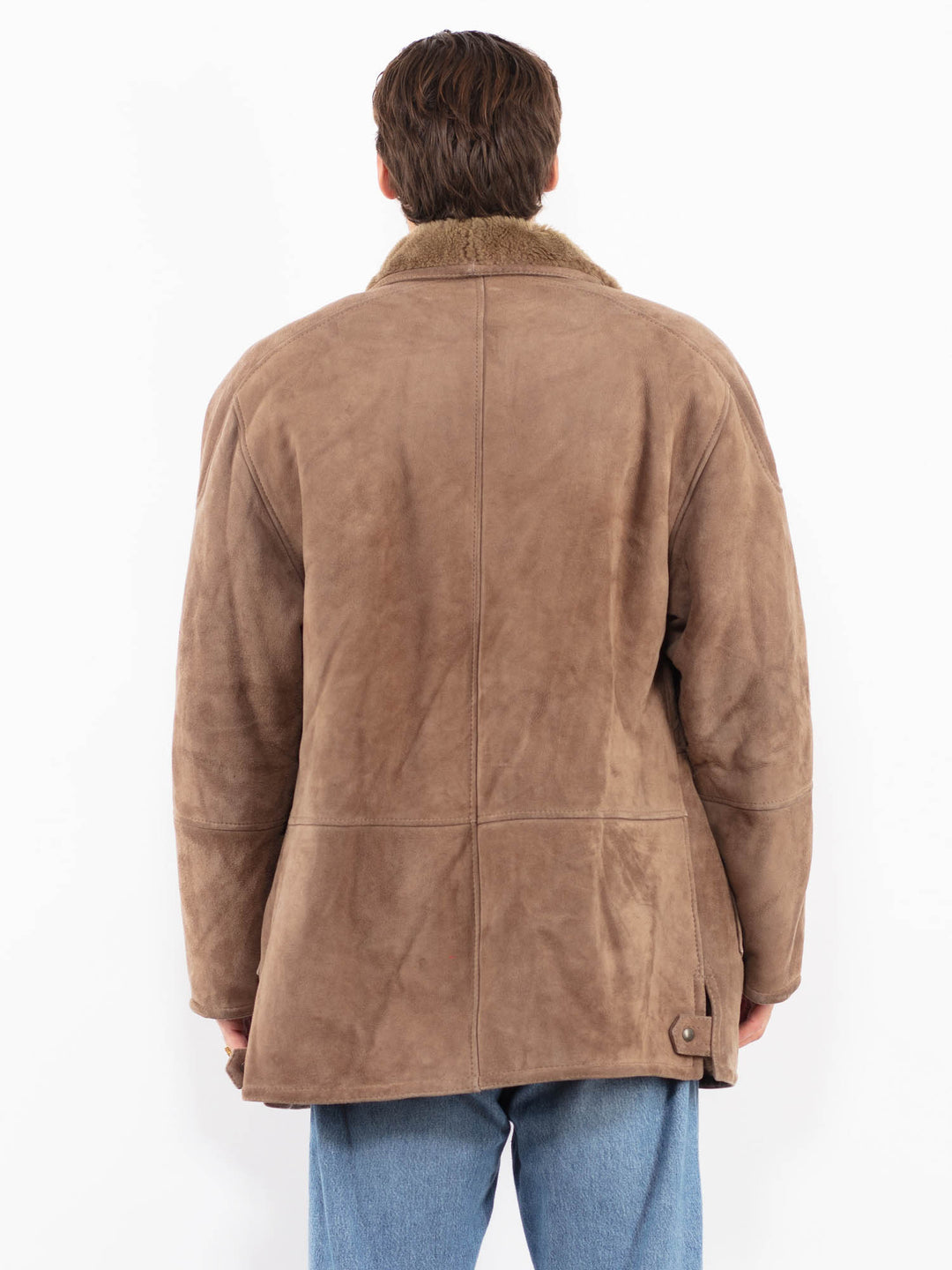 Vintage 80's Men Sheepskin Coat in Brown
