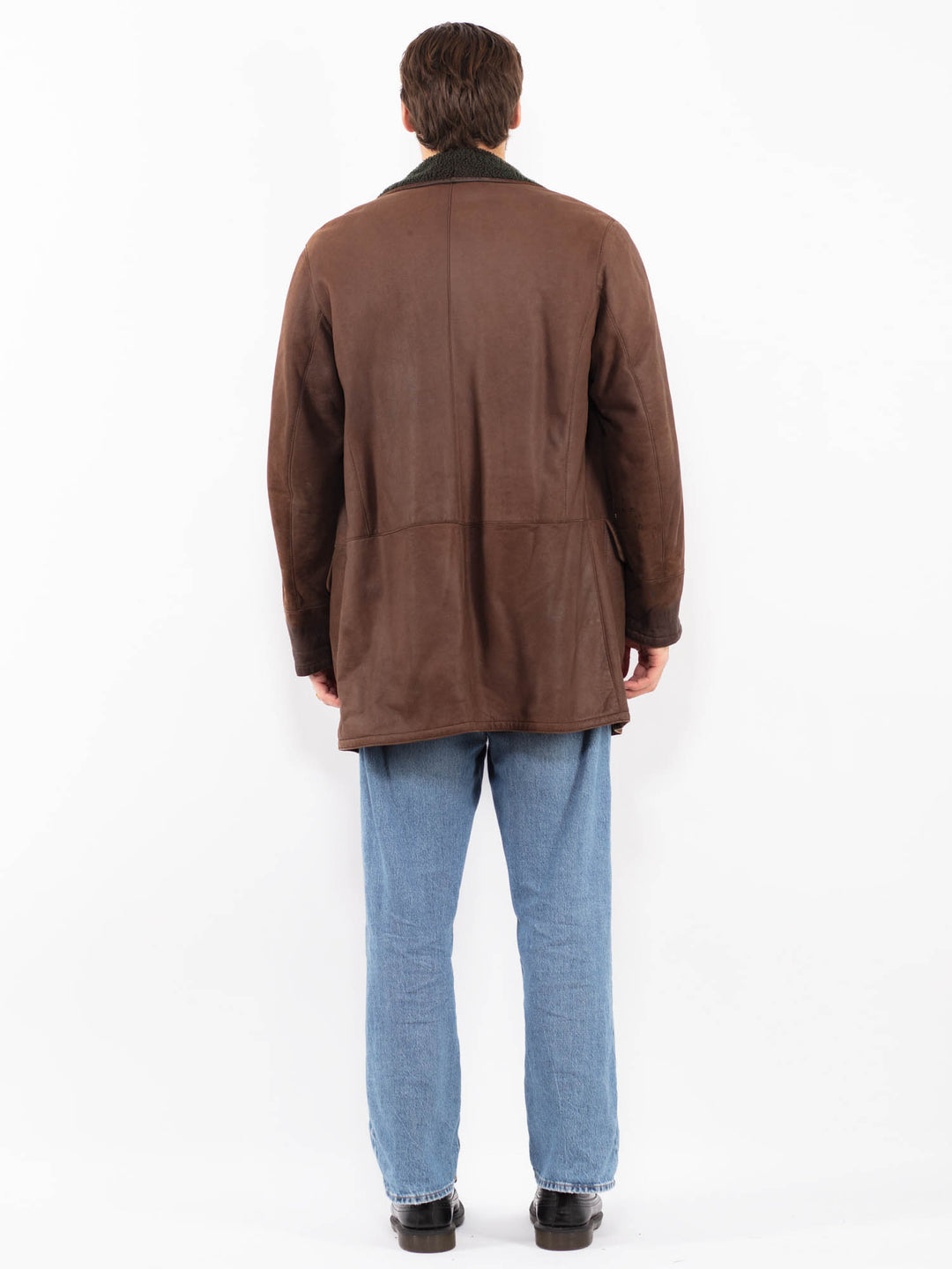 Vintage 80's Men Sheepskin Coat in Brown