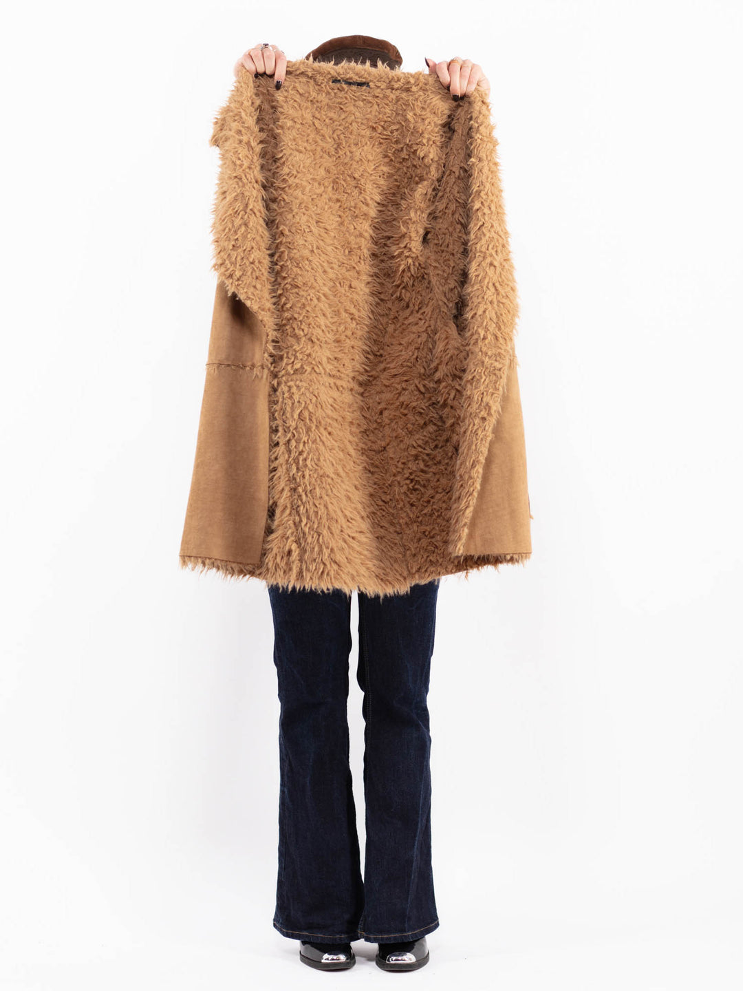 Vintage 00's Penny Lane Faux Sheepskin Coat in Beige