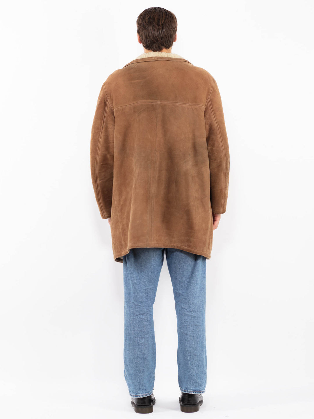 Vintage 70's Men Suede Sherpa Coat in Brown