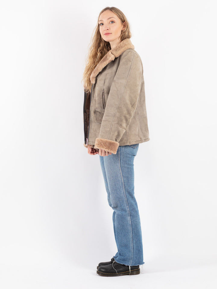 Vintage 70's Women Sheepskin Coat in Beige
