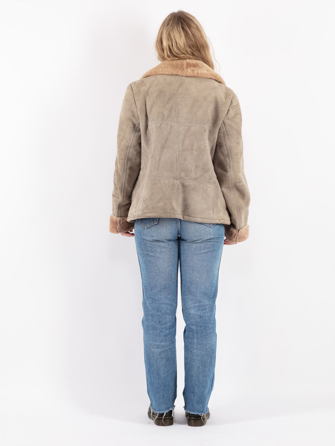 Vintage 70's Women Sheepskin Coat in Beige