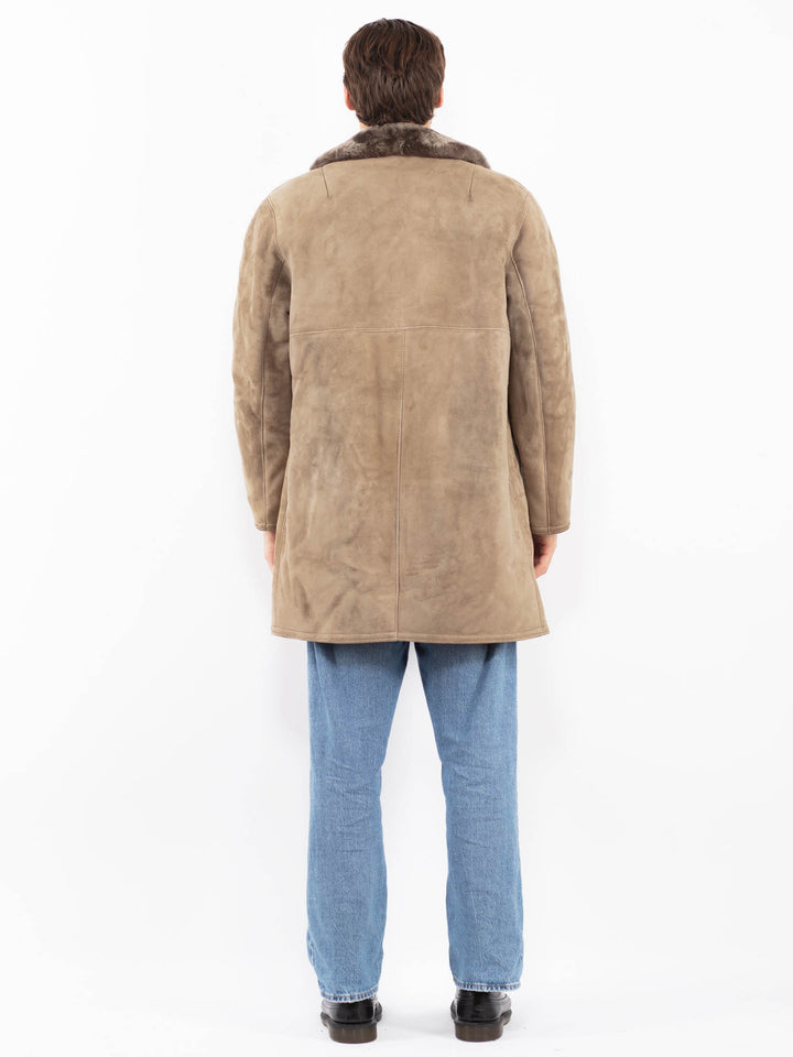 Vintage 70's Men Sheepskin Coat in Beige