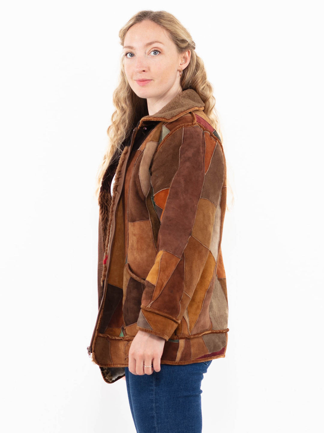 Vintage 80's Women Sheepskin Jacket in Brown