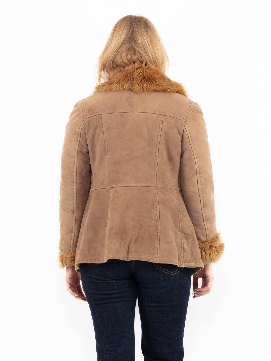 Vintage 70's Women Sheepskin Jacket in Beige