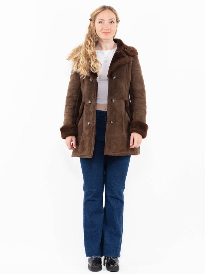 Vintage 70's Women Sheepskin Coat in Brown